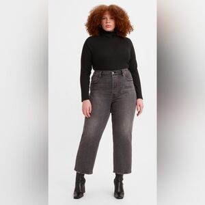 Levi's Women's Plus Size Black Ribcage Straight Ankle Jeans